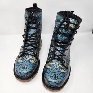 Blue Patterned Lace-Up Women’s size 11 or Men's 9 Boots
